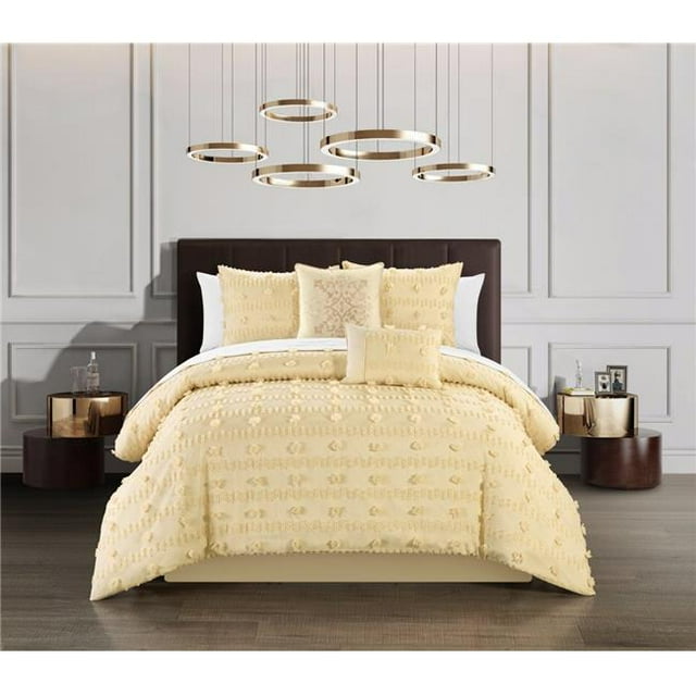 Chic Home BCS25449-US Ensemble de Couette Athisha 5 Pièces et 44 ; Sable - Taille Grand