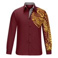 thumbnail image 3 of Stamzod Menslong Sleeve Dress Shirts Retro Print Button Down Compression Shirts for Men Slim Fit Wrinkle-Free Fall Winter Shirts Outdoor Streetwear On, 3 of 6