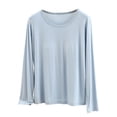 thumbnail image 2 of ZDNIXIAN Women Round Neck Long Sleeve Basic Top ,Soft Stretchy Slim Fit Solid Layering T-Shirt, Casual Crew Neck Base Layer Blouse, Lightweight Breathable Long Sleeve Undershirt, 2 of 8