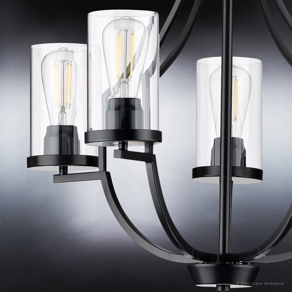Luxury Contemporary Chandelier, 26H x 26W, with Modern Style, Midnight Black, UHP4369 by Urban Ambiance