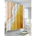 thumbnail image 3 of Fsddascl Yellow Coastal Beach Shower Curtain Set - 60" x 72" Washable Bathtub Curtain with 12 Hooks, Farmhouse Simple Sea Waves Lines Waterproof Fabric Stall Shower Curtains for Bathroom/Bathtub, 3 of 6
