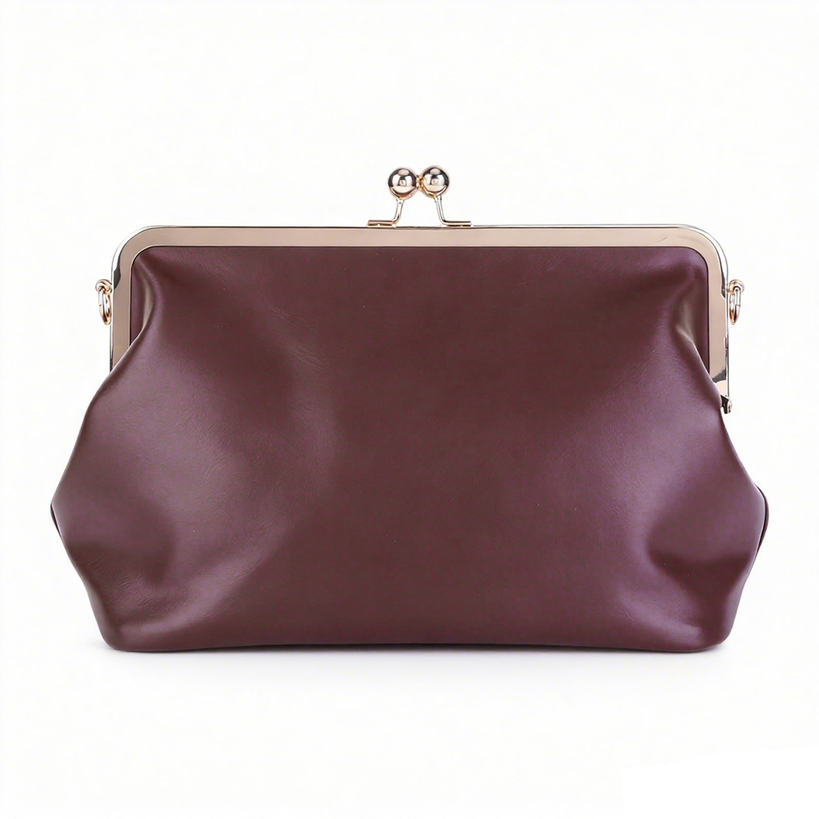 Yucurem Women's PU Crossbody Bag, Vintage Kiss Lock Medium Handbags, Evening Clutch Purse with Chain Strap for Party Travel Work Shopping (Wine Red)