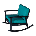 thumbnail image 2 of Rocking Chair with Solid Wood Legs, Modern Comfy Upholstered Rocker with Armrest and Cushions, Lounge Rocker Chair for Indoor, Outdoor, Garden, Backyard, Porch, Dark Green Cushions, 2 of 5