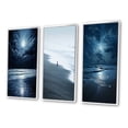 thumbnail image 3 of Designart "Beach Photo peaceful Moonlight II" Nautical & Beach Framed Wall Art Set Of 3 - Blue Beach Frame Canvas Set For Living Room Decor, 3 of 7