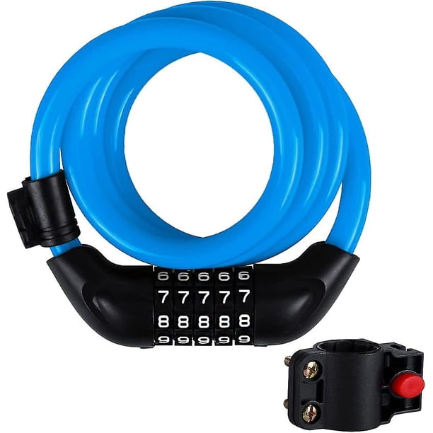 Candado de bicicleta de 120 cm con combinación numérica de 5 dígitos para bicicleta, vehículo eléctrico, motocicleta, maleta con ruedas, cerradura de puerta, color naranja