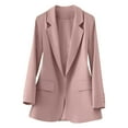 thumbnail image 6 of XPMWRP Women's Solid Color Blazers Business Casual Notch Lapel Real Pocket Coats Long Sleeve Double Breasted Suit Jackets Pink M, 6 of 7
