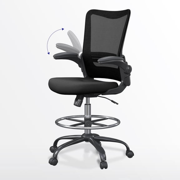 Ergonomic Tall Office Chair with Lumbar Support & Flip-Up Armrests, Standing Desk Chair with 300 lbs Capacity