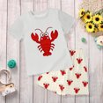 thumbnail image 2 of Quealent Toddler Baby Boy Shorts Set Seafood Embroidered Short Sleeve T-shirts Plaid Elastic Waist Shorts Summer Clothes Beige for Size 7-8 Years, 2 of 6
