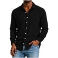 thumbnail image 4 of Purcolt Mens Cotton Linen Button Down Shirts Fall Long Sleeve Fitted Tops Lightweight Casual Gauze Shirts with Pockets, 4 of 8