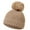 Coffee, variant on CYRBOKO Baby Girls Beanies with Pompom, Cotton Thermal Snow Winter Skiing Hats Beige Size 0-12 Months