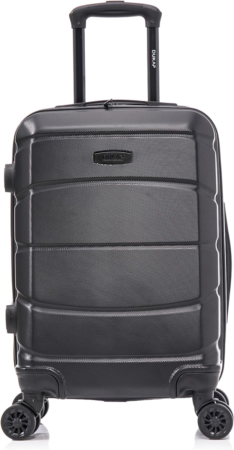 DUKAP SENSE 20" Hardside Lightweight Carry On Luggage with Spinner Wheels, Handle and Trolley, Black