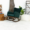 thumbnail image 2 of Ashcroft Glider Rocking Chair with Tufted Cushions, Indoor, Wood Frame and Velvet Upholstery, Green, 2 of 7