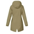 thumbnail image 3 of Plus Size Long Rain Jacket for Women Hiking Sports Zipper Hooded Windbreaker Jackets Outdoor Casual Waterproof Coat Khaki, S, 3 of 7