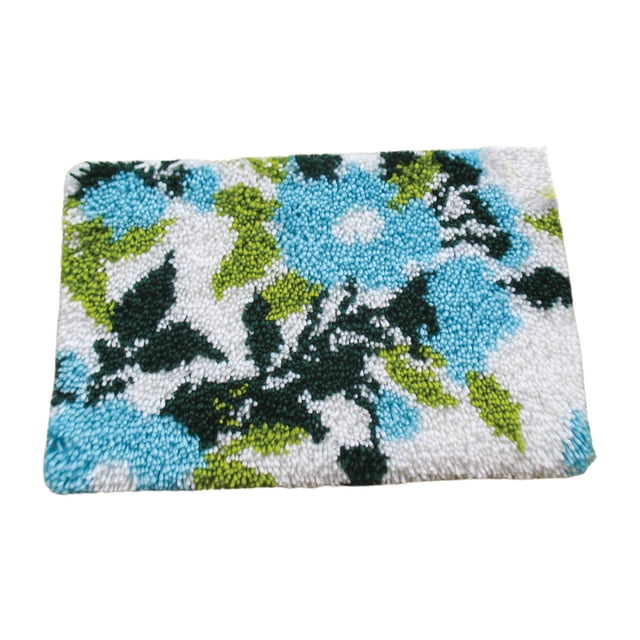 1 Set Latch Hooking Rug s Carpet Embroidery Crafts Cushion Crochet Hook Cross Blue Flower