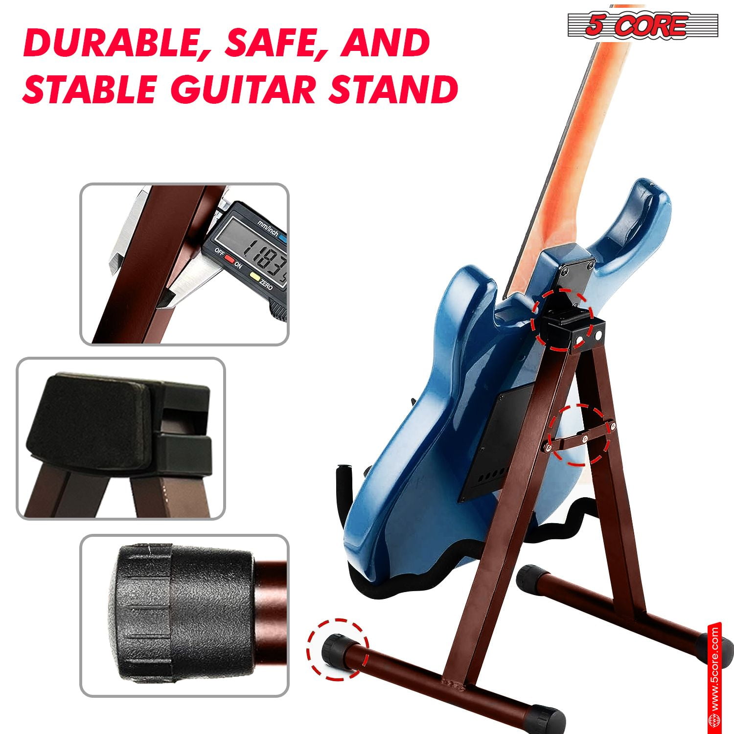 Heavy Duty Double Guitar Stand - Adjustable A-Frame Universal Folding Holder for Acoustic, Electric, Bass, Mandolin, Banjo & Violin, Stage & Studio Use