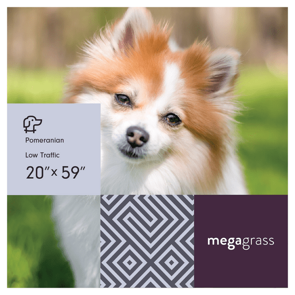 MegaGrass Pomeranian 20 x 59 in Artificial Grass for Small Pet Dog Potty Indoor/Outoor Area Rug