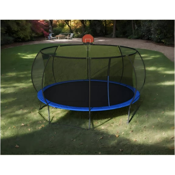 16FT Outdoor Trampoline for Kids and Adults, Pumpkin Trampolines with Curved Poles,Heavy Duty Trampoline Anti-Rust Coating ASTM Approval