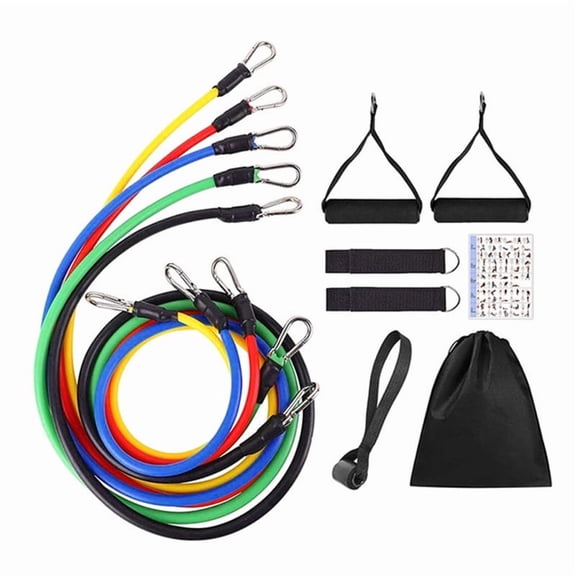 11PCS TPE Resistance Bands Set with Ankle Strap and Chest Expander, Portable Elastic Exercise Equipment for Home Gym Workout