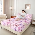 thumbnail image 4 of Homewish Colorful Butterflies 3pcs Twin Sheet Sets For Children Kids Teens,Dreamy Princess Twin Fitted Sheet,Pink Purple Breathable Flat Sheet,Luxury Bedroom Decor, 4 of 7