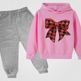 thumbnail image 2 of Vornjynx Girls 2 Piece Outfit （2-13） Hooded Sweatshirt with Christmas Print and Sweatpants Set Casual Clothing Set Pink, 2 of 3
