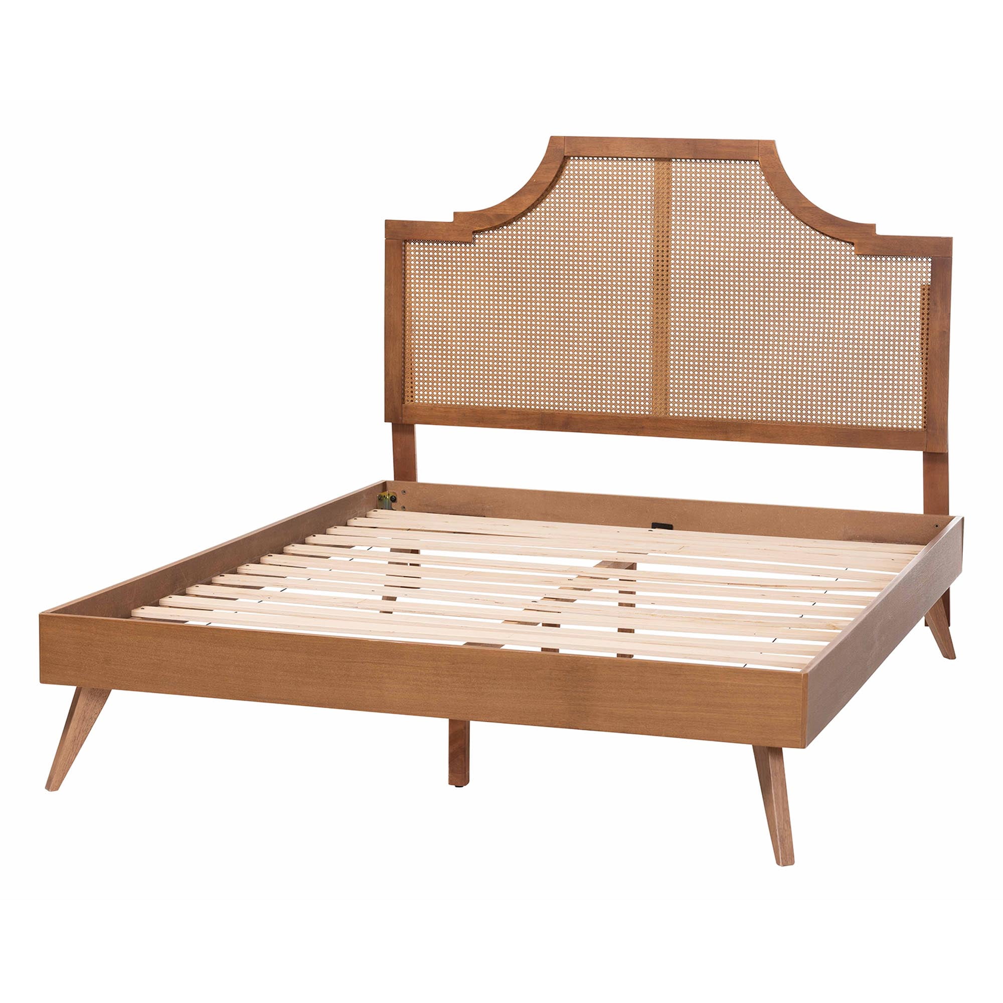 Baxton Studio Rodolfo Mid-Century Platform Bed, King, Ash Walnut