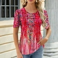 thumbnail image 1 of Liquidation! Chemise Décontractée Imprimée à Manches Courtes Col Rond pour Femmes Offres du Jour 20, 1 of 6