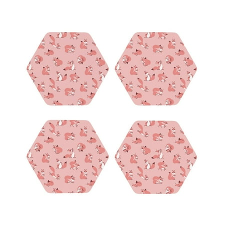 

Tideii Fox for Leather Coasters 4 Pieces Anti-fouling and Anti-scalding Decorative Coasters Suitable for Restaurants Kitchens Coffee Shops-Hexagon