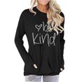 thumbnail image 1 of Camiseta de mujer de manga larga con estampado de letras y cuello redondo, holgada, informal, transpirable, Pollover, Top de otoño con bolsillos laterales, negro S, 1 of 6