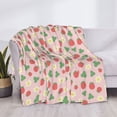 thumbnail image 3 of Honeii Strawberry And Flowers print throw blanket, crafted from cozy cotton flannel, offers versatile home decor as a bedding suitable for all seasons.-50"x40", 3 of 6