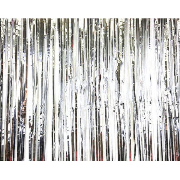 Beistle Pack of 6 Silver Metallic 2-Ply Hanging Fringe Drape Streamer Party Decorations 10'