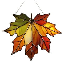 Arghm Maple Leaf Window Ornament,7.87x6.3 Inches,Colorful Sun Catcher for Halloween Thanksgiving Decor,Plastic Hanging Decoration