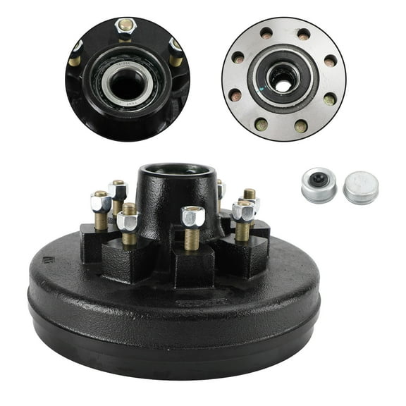 Motor Genic Grease Trailer Hub and Drum Assembly for 7K Axles - 12"-8 on 6-1/2-Pre-Greased
