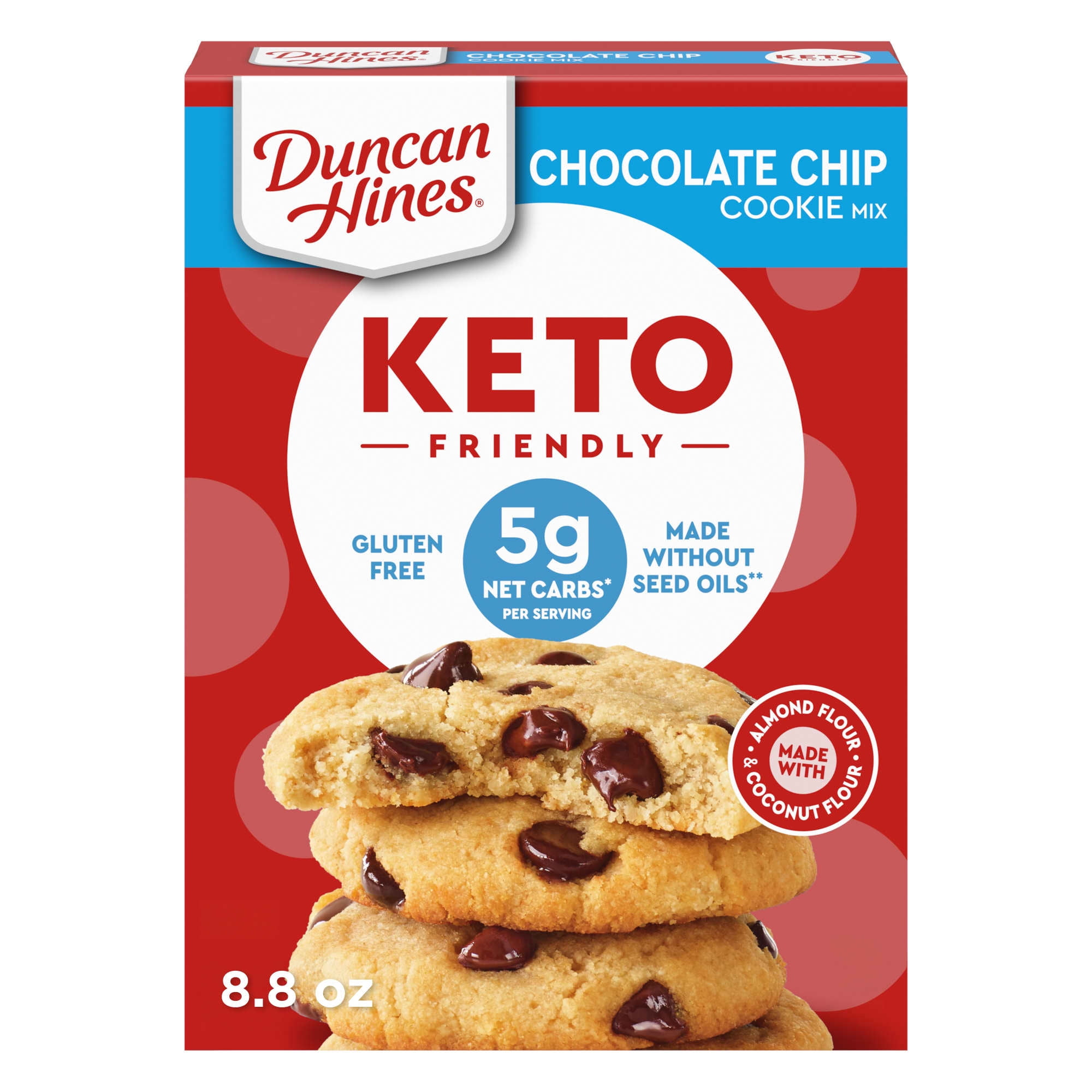 (6 pack) Duncan Hines Keto Friendly Chocolate Chip Cookie Mix, 8.8 oz.