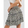 thumbnail image 3 of Women's Summer Cute High Waist Ruffle Skirt Floral Print Swing Beach Mini Skirt, 3 of 7