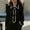 Black, variant on Women's Classic Tie-Neck Blouse with Lapel Long Sleeve Contrast Formal Shirt for Office Wear White,M
