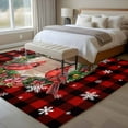 thumbnail image 4 of 8x10 Area Rugs for Living Room, Red Plaid Christmas Non Slip Area Rugs for Kitchen Bedroom Entryway, Xmas Snowflake Birds Botanical Washable Carpet Runner Rug Floor Mats for Bedroom Home Decor, 4 of 9