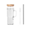 thumbnail image 2 of Glass Water Cup with Handle, Lid and Straw, 24oz Large Capacity Beverage Tumbler for Iced Coffee, Tea and Juice, Reusable Glassware Set, SouMaox, 2 of 8