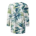 thumbnail image 4 of ICHUANYI Clearance Women's Fashion Printed Loose T-shirt Mid-length 3/4 Sleeves Blouse Round Neck Casual Tops(Light Blue, XXL) ICHUANYI WER2023081404832, 4 of 5