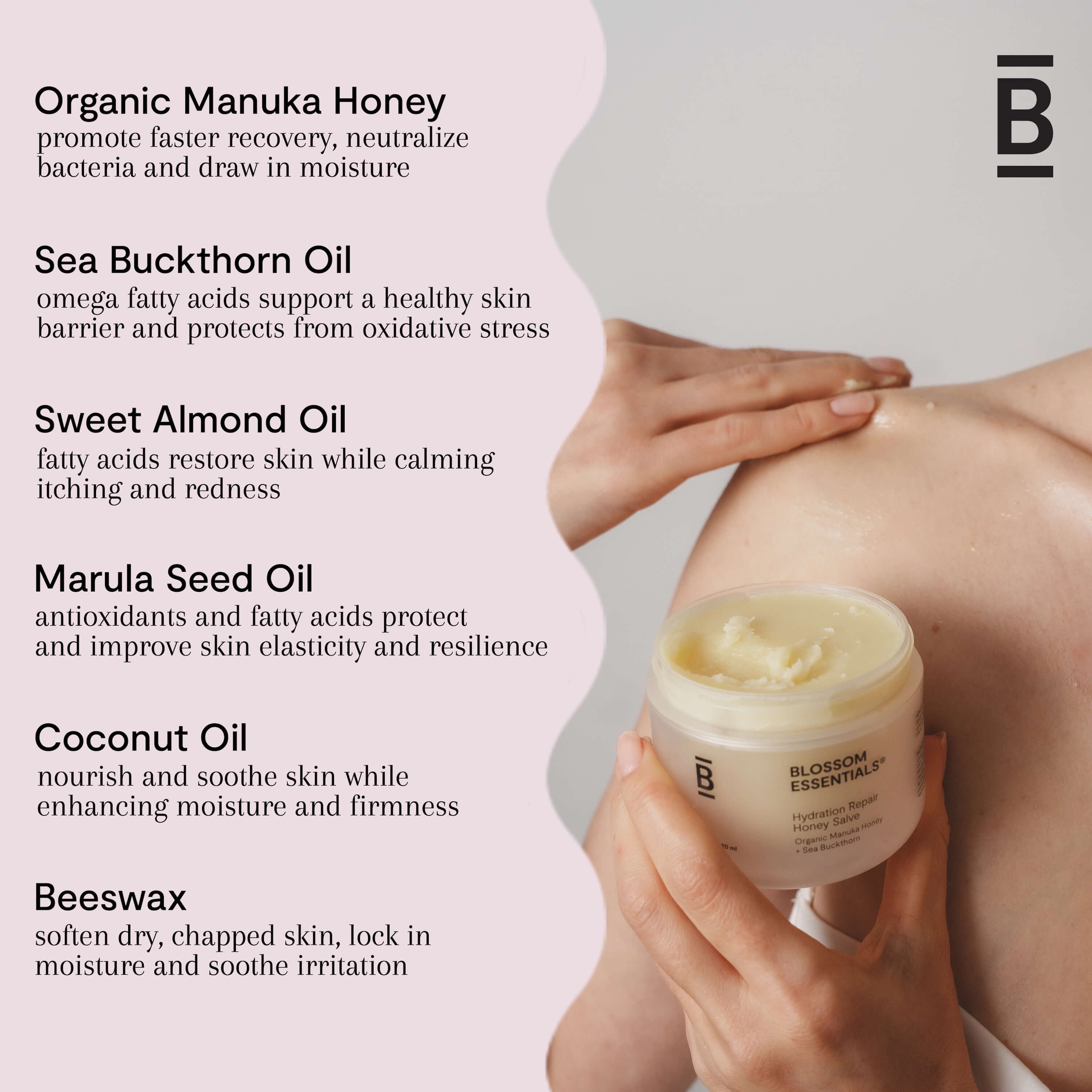 Blossom Essentials Hydration Repair Honey Salve Moisturizer and Facial Lotion, 4 oz