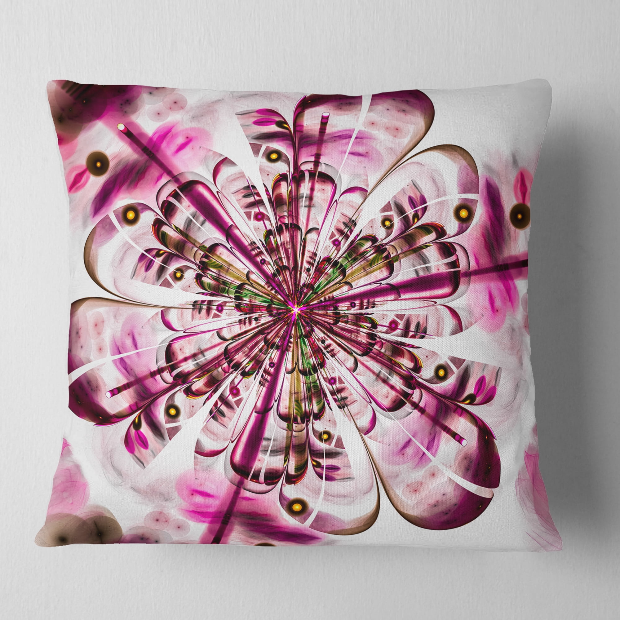 Designart Perfect Digital Flower Art in Dark Pink - Floral Throw Pillow - 18x18