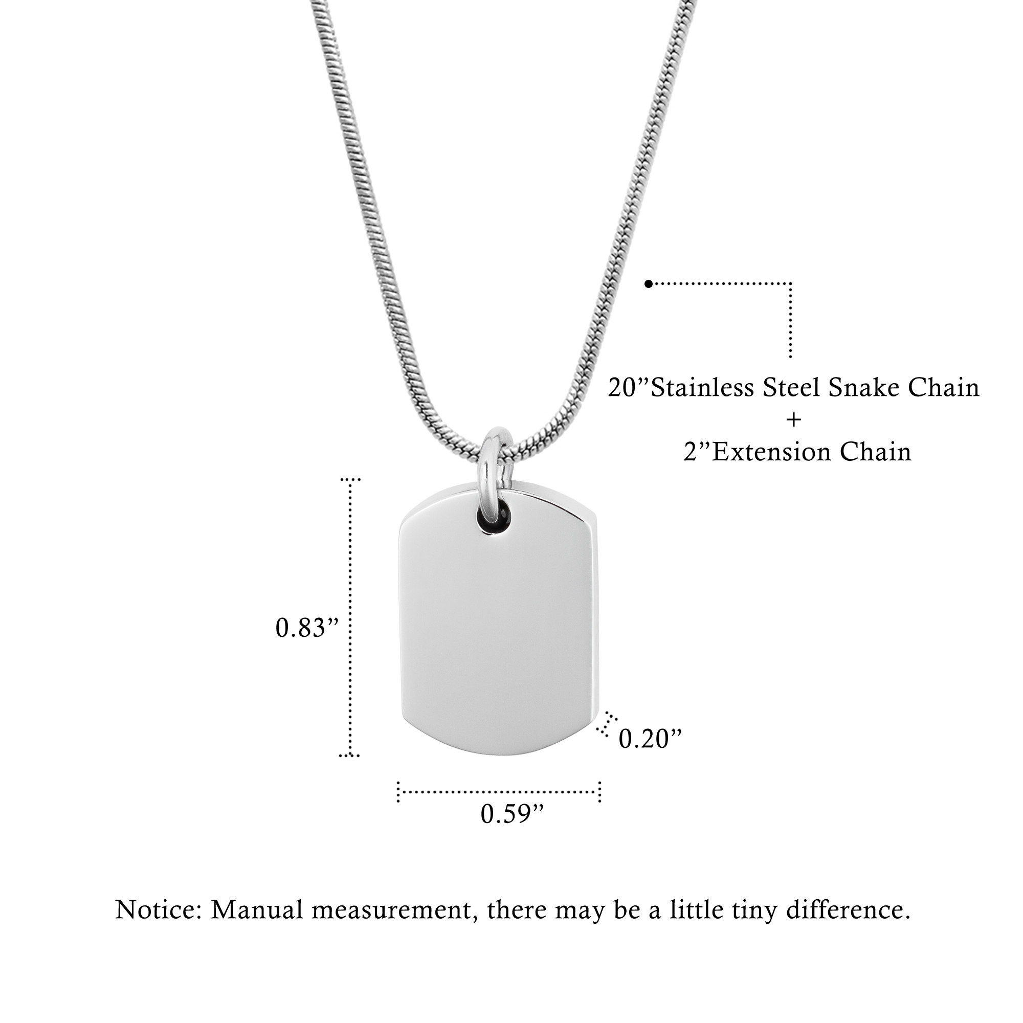 Anavia Personalized Classic Cremation Dog Tag Necklace Vertical Free Engraving Urn Ashes Holder Waterproof Container with Free Funnel Kit Velvet Jewelry Box and Ships Next Day!