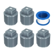 10Pack 1/2 Inch PT Male Thread Pipe Fitting Plug, Cleanout Plugs, Water Drain End Caps Coupling Adapter with Tape for Water Heater Supply Lines, Plumbing, Gray