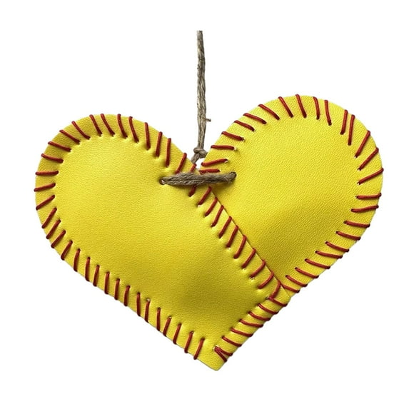 Ltdhehe Vintage Baseball Heart Valentine's Day Gift Vintage Baseball Heart Pendant Leather Love For Girlfriend Love Gift For Boyfriend Valentine Hanging Ornament
