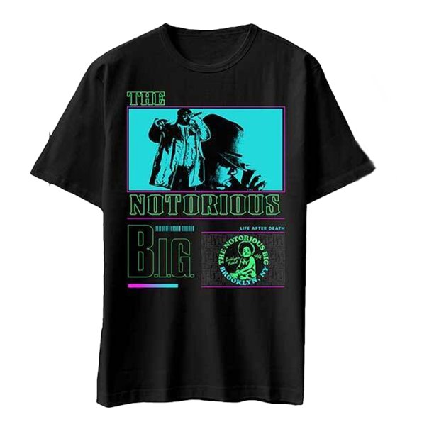 Biggie Smalls - Camiseta Life After Death Neón de Algodón para Adultos Unisex (Negro)