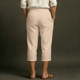 thumbnail image 4 of LWavelet Men's Pleated Linen Blend Capri Pants Button Waist with Side Pockets for Vacation Business Casual Use Beige 2XL, 4 of 4
