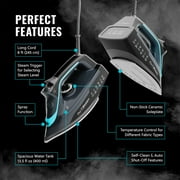 PurSteam Gray Steam Burst Steam Iron with Ceramic Soleplate, 1750W