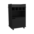 thumbnail image 2 of 35" H Bar Cart with Two Shelves four Wine Cubbies and One Cabinet,Black, 2 of 5