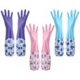 thumbnail image 5 of LSLJS Rubber Gloves, Cleaning Gloves, Dishwashing Gloves, Kitchen Gloves for Washing Dishes, Household Reusable Gloves for Cleaning, Dishwasher Safe Flower Print Dish Gloves Medium Purple On Clearance, 5 of 5