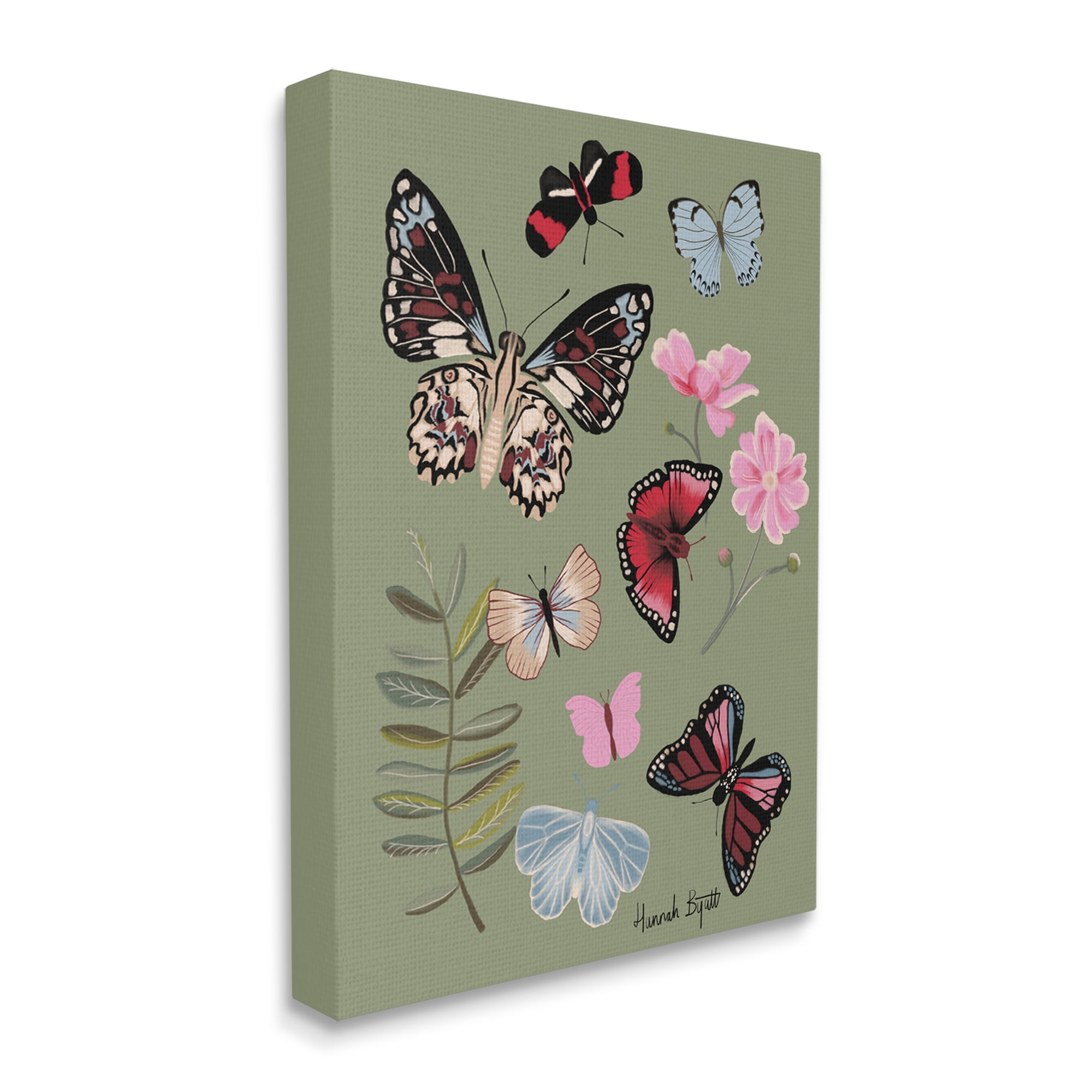 Stupell Industries Butterflies & Woodland Herbs Animals & Insects Painting Gallery Wrapped Canvas Print Wall Art, 16 x 20