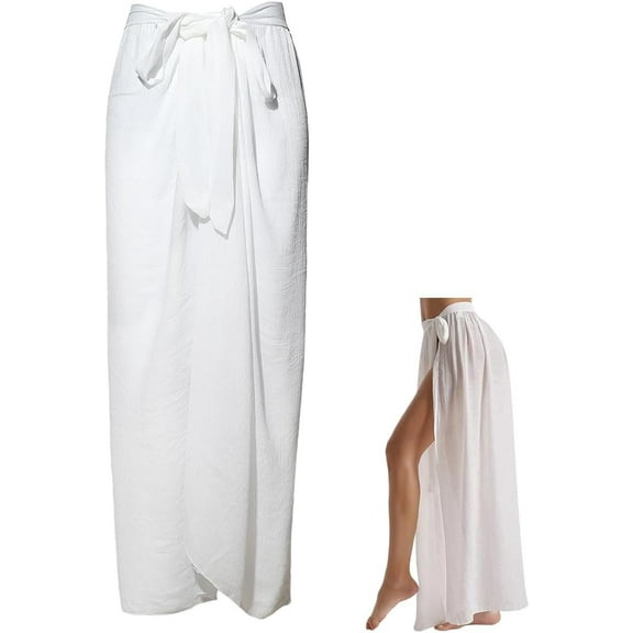 Long White Sarong Beach Cover Up Pareo Swimsuit Mesh Sheer Scarf Coverup Fashion Rectangle Polyester Summer Bikini Sexy Bathing Suit Wrap Bottom Coverups Shawls for Women Skirt Accessories
